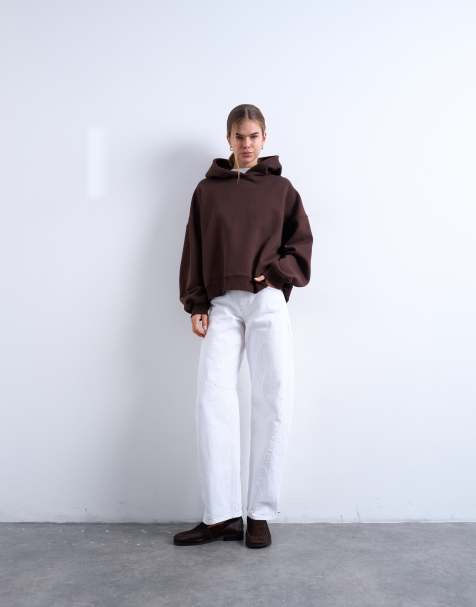 Topshop Barrel mid rise jean in white - view 1