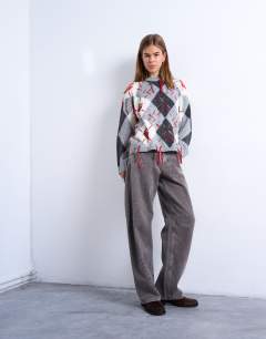 Barrel mid rise jean with seam detail in otter