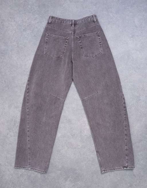 Topshop Barrel mid rise jean with seam detail in otter, 7 of 7