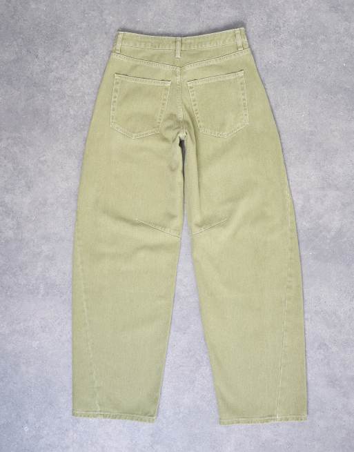 Topshop Barrel mid rise jean with seam details in avocado, 7 of 7