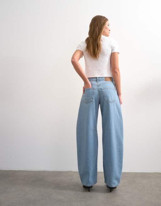 Topshop Barrel mid rise jeans in bleach, 4 of 7
