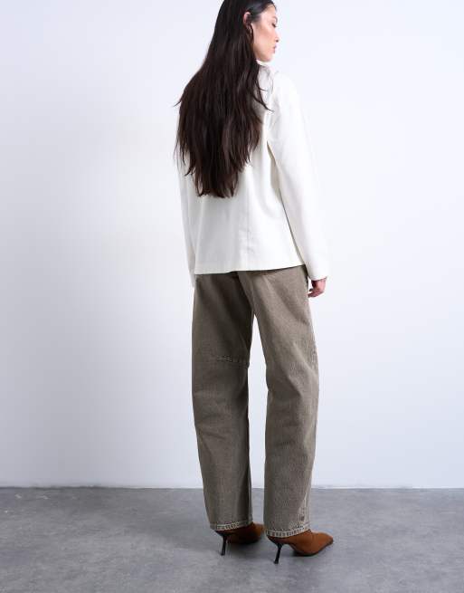 Topshop Barrel mid rise jeans in pesto, 5 of 7