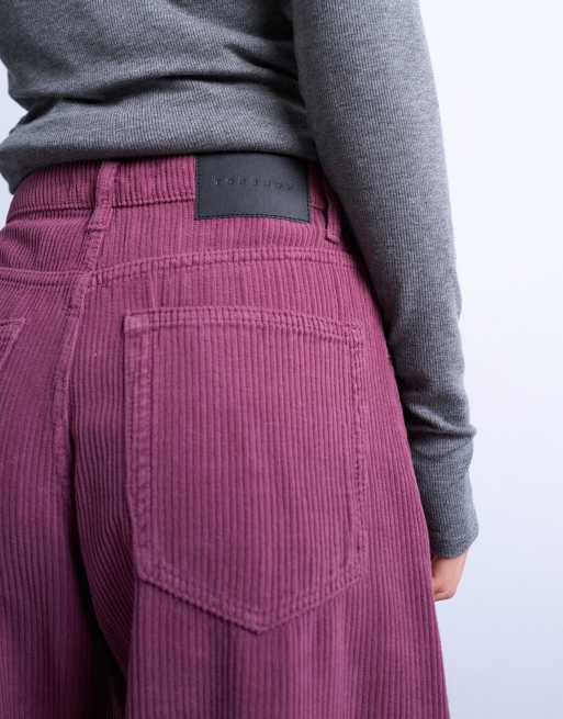Topshop Barrel mid rise jeans in purple cord, 4 of 7