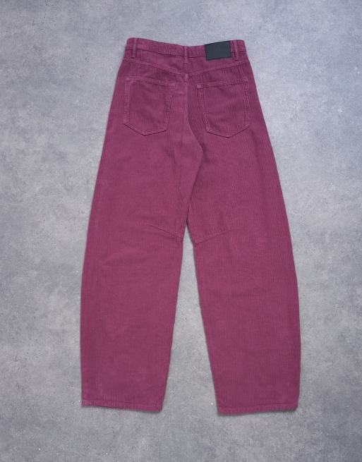 Topshop Barrel mid rise jeans in purple cord, 7 of 7