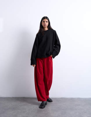 Topshop Barrel Mid Rise Jeans In Red