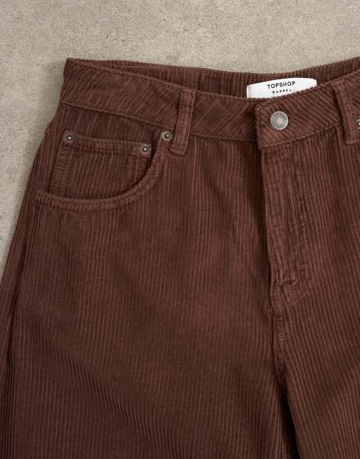 Topshop Barrel Mid-Rise-Jeans in Schokobraun Cord, 8 von 8