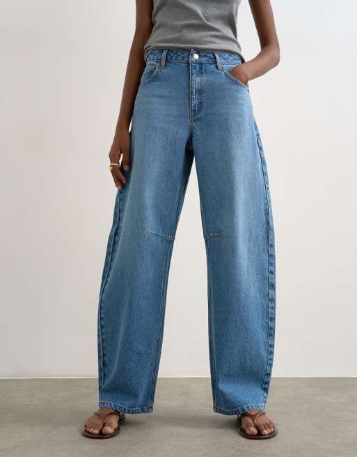 Topshop Barrel mid rise jeans in vintage blue, 2 of 8