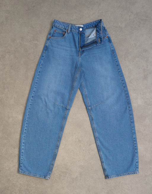 Topshop Barrel mid rise jeans in vintage blue, 6 of 8