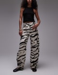 [Topshop] Topshop barrel mid rise jeans in zebra print-Multi W28 L32 Multi