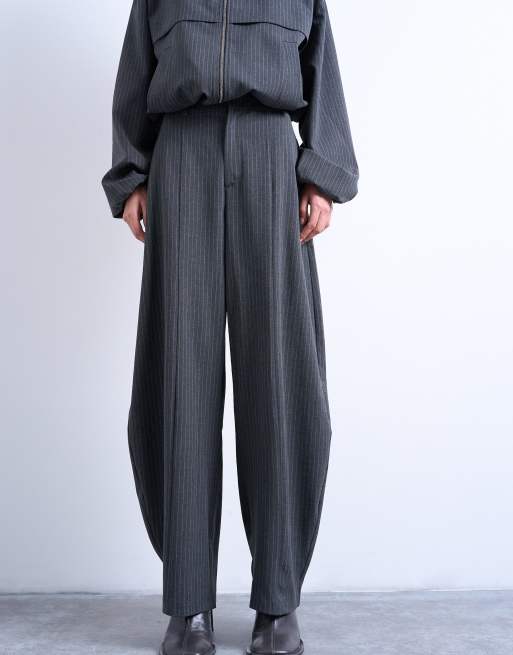 Topshop barrel pants in charcoal stripe (Part of a set), 2 of 5