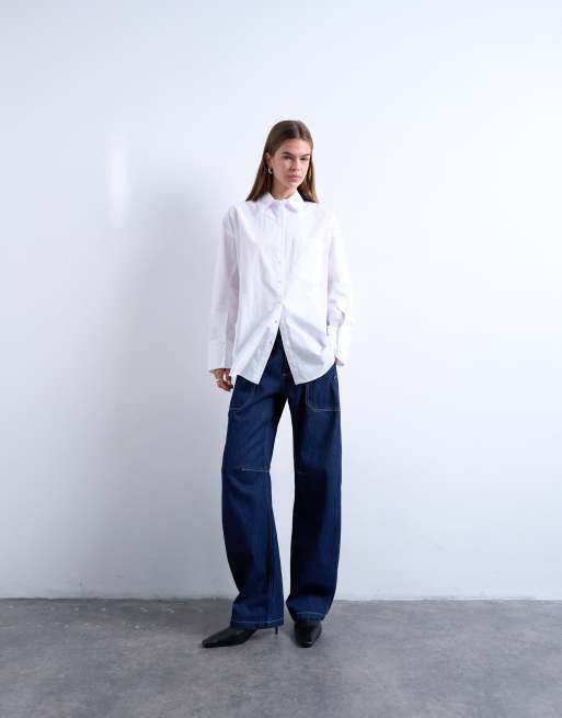 Topshop - Barrel timmermansjeans in blauw