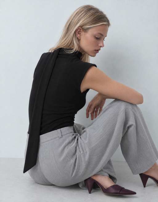 Topshop barrelbukser i grå striber, 9 af 9