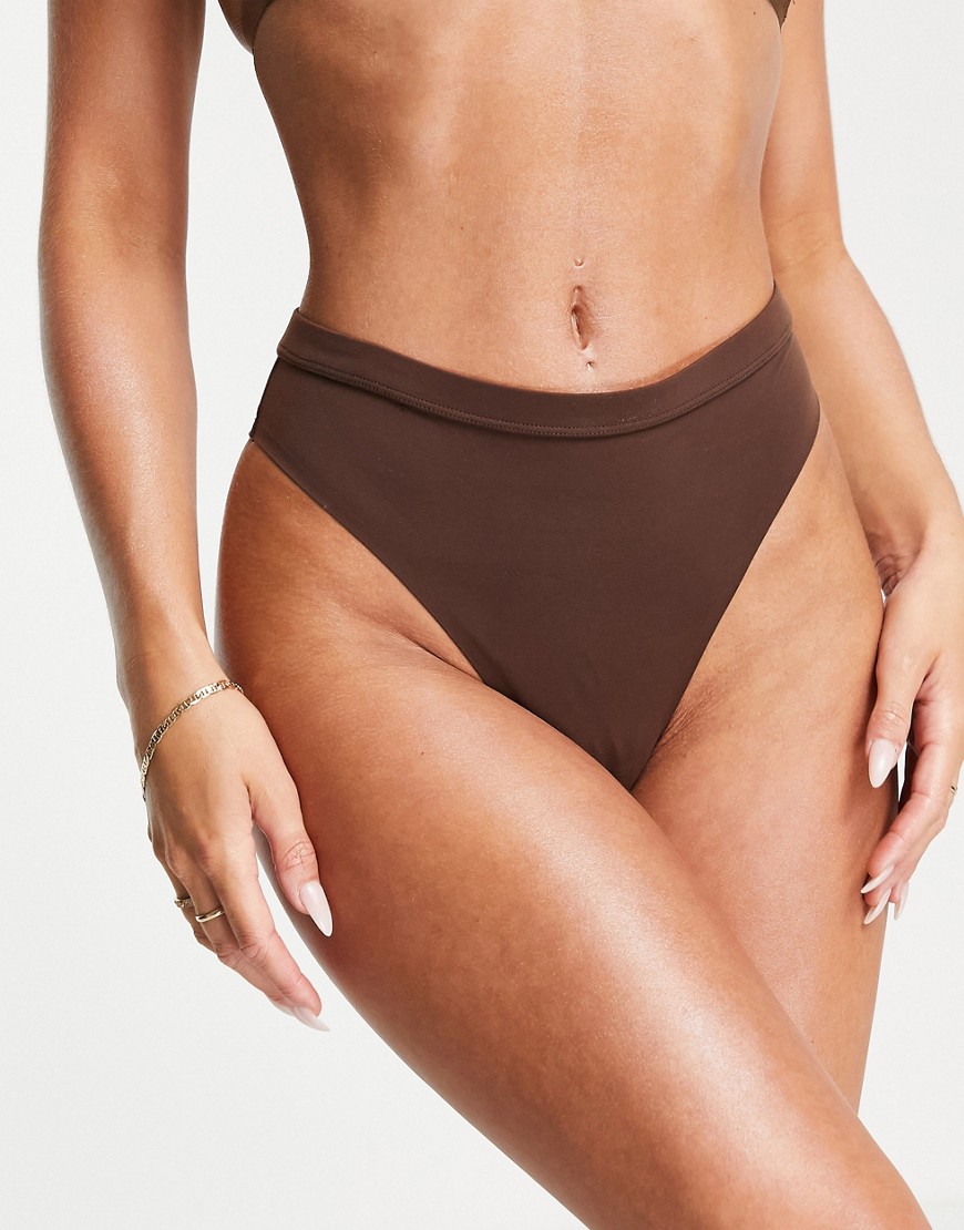 Topshop base layers high waisted brief in chocolate-Brown