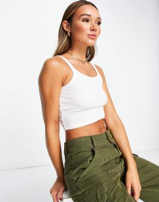Topshop Topshop basic rib vest in white