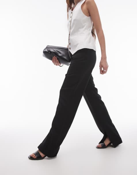 Topshop basic split trouser in black - view 1