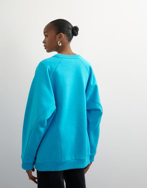 Topshop batwing skater sweat in turquoise, 2 of 9