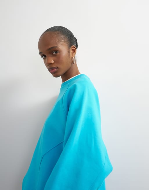 Topshop batwing skater sweat in turquoise, 4 of 9