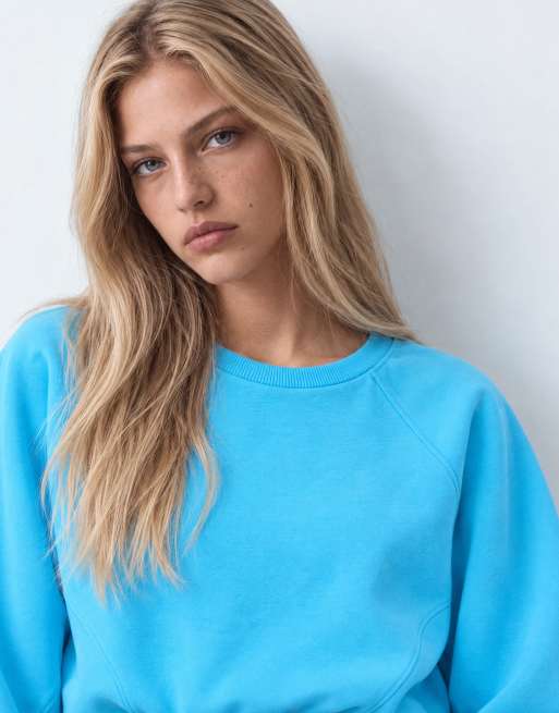 Topshop batwing skater sweat in turquoise, 6 of 9