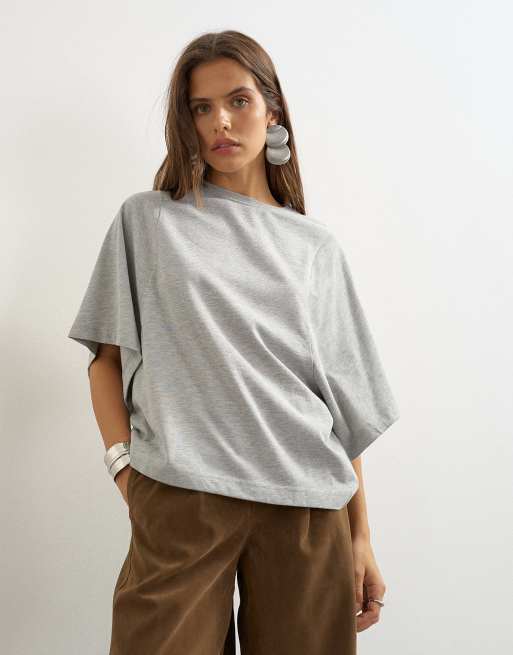 Topshop batwing t-shirt in grey marl, 2 of 4