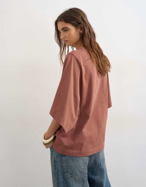 Topshop batwing T-shirt in pecan, 4 of 4