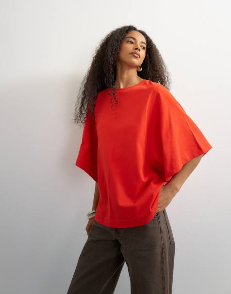Topshop batwing t-shirt in red - view 1