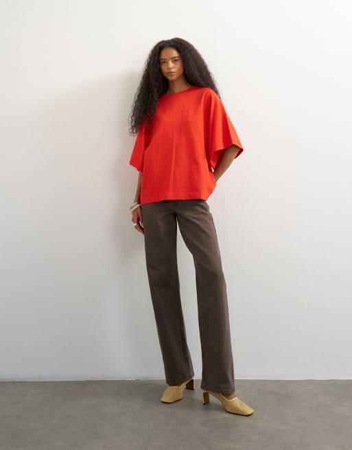 Topshop batwing t-shirt in red, 2 of 4