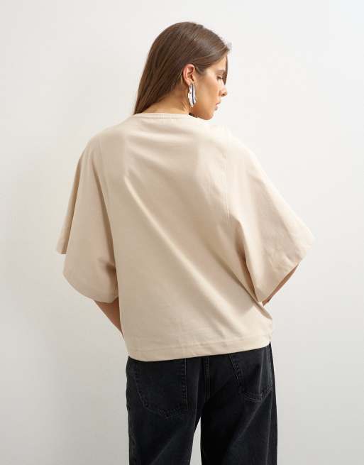 Topshop batwing T-shirt in stone, 4 of 4