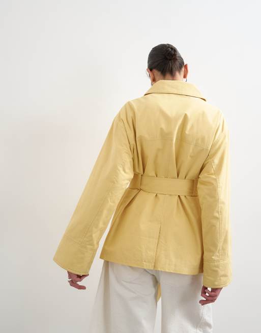 Topshop – Baumwoll-Hemdjacke in Buttergelb mit Steppfutter und 4 Taschen, 3 von 4