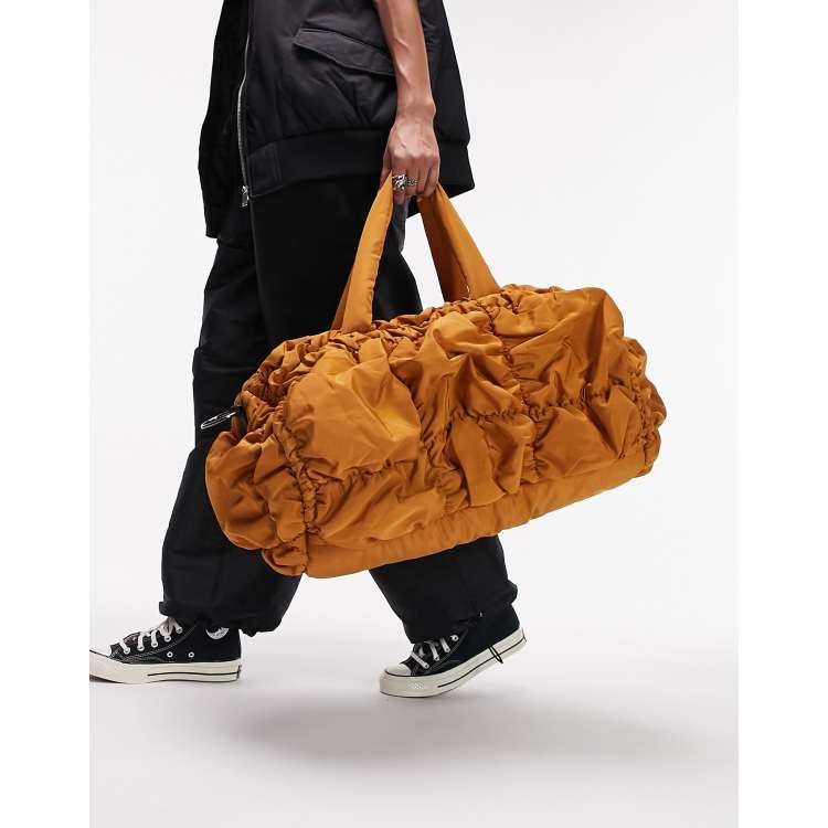 Topshop Bea Geraffte Bowler Tasche in Orange ASOS