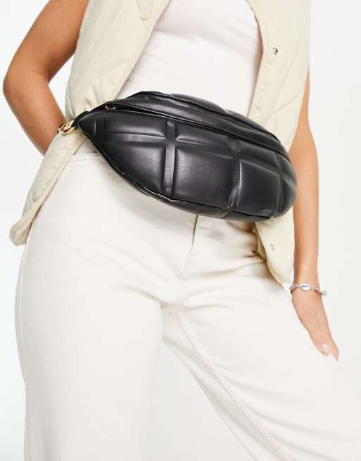 Topshop bea quilted fanny pack in black