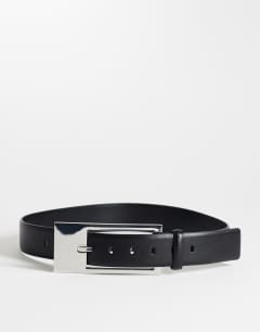 Bea real leather wide belt in black