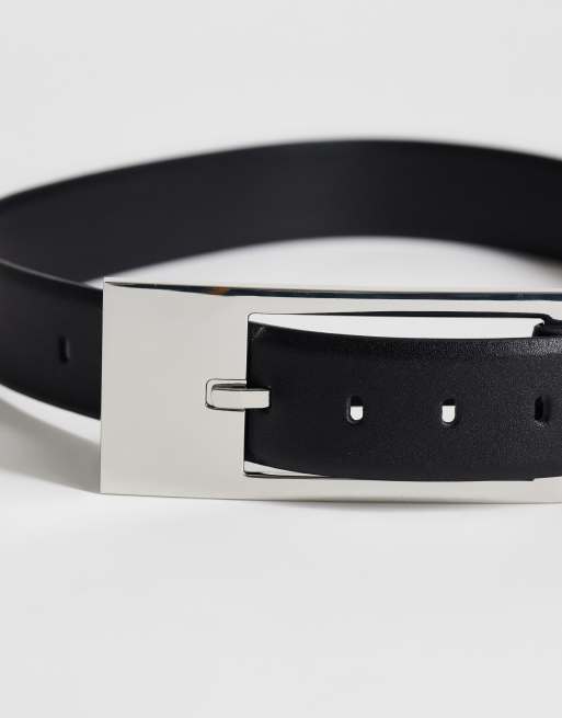 Topshop Bea real leather wide belt in black, 3 of 3