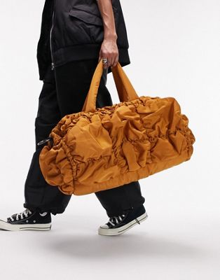 Topshop bea ruched bowler bag in orange - ASOS Price Checker