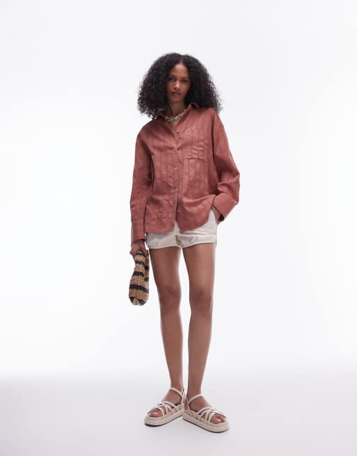 Topshop beach long sleeve shirt in blush, 2 of 4