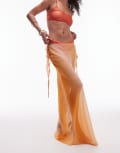[Topshop] Topshop beach sheer bias maxi skirt in sunset ombre-Pink L Ombre