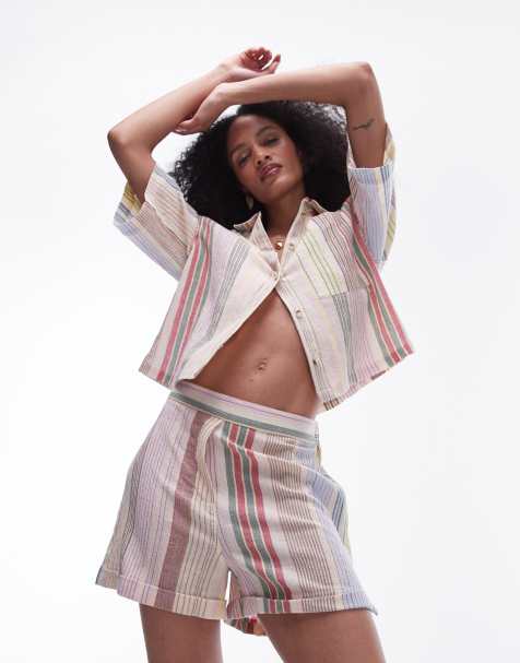 Topshop beach stripe short in multi - view 1