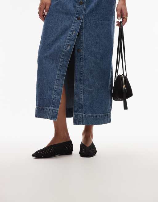 Topshop Beatti woven flat shoes in black