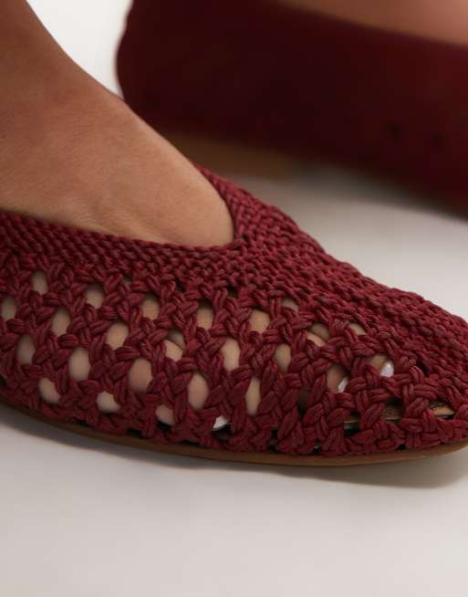 Topshop Beatti woven flat shoes in red