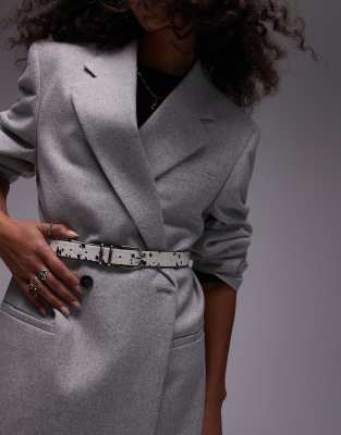 Topshop - Beau - Ceinture fine en cuir - Imprimé façon poulain-Multicolore