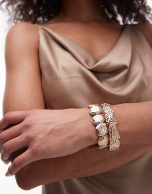 Topshop - Beau - Lot de 2 bracelets - Doré