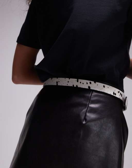 Topshop Beau skinny leather belt in pony print, 3 of 4