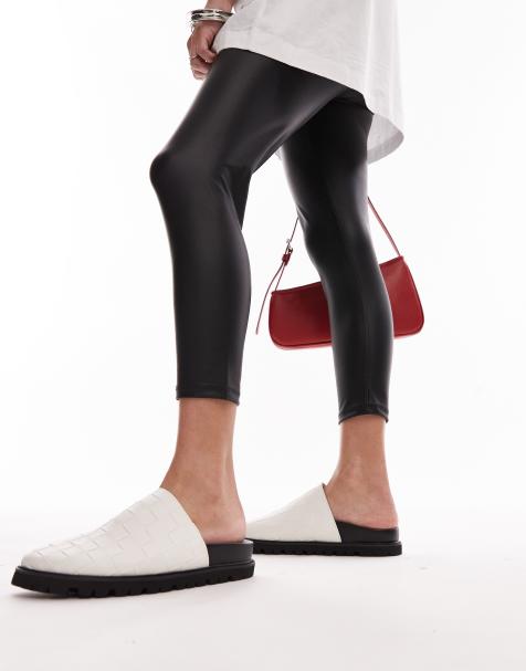 Topshop Beau woven mules in white - view 1
