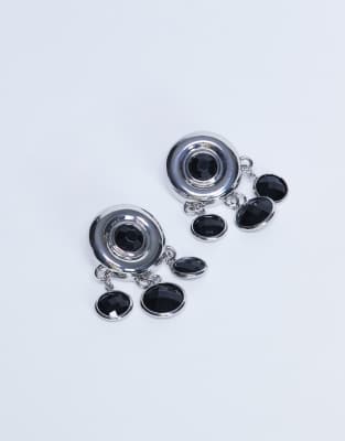 Topshop - Becca - Boucles d'oreilles pendantes - Argenté/noir