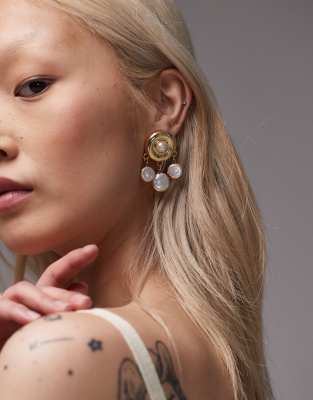 Becca drop earrings in gold and pearl