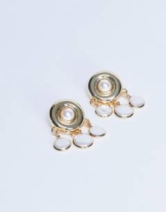 Becca drop earrings in gold and pearl