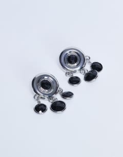 Becca drop earrings in silver and black