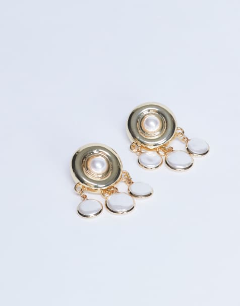 Topshop - Becca - Oorbellen met imitatieparel in goudkleur - view 1