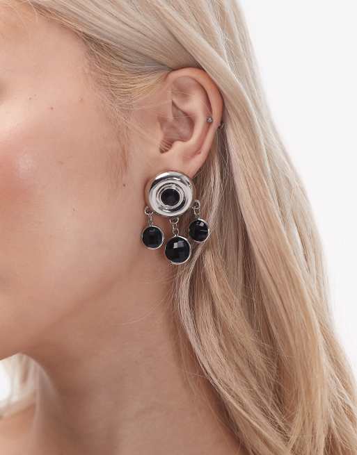 Topshop - Becca - Orecchini pendenti color argento e nero