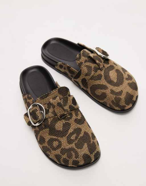 Topshop Beck clogs in leopard print