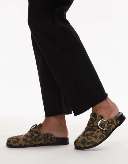 Topshop Beck clogs in leopard print
